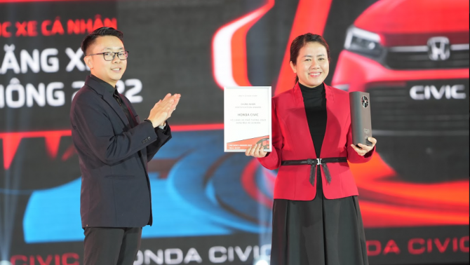 Honda Civic vinh dự nhận Giải thưởng 'Vô lăng Xe phổ thông 2022' tại lễ trao giải Car Choice Awards