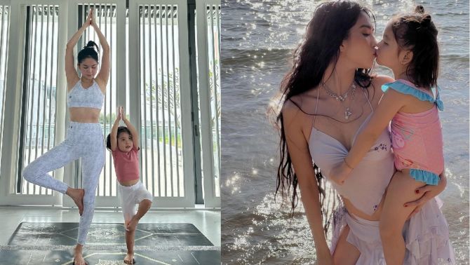 Ngọc Trinh khoe bộ ảnh tập yoga cùng cháu gái, nôn nóng muốn làm mẹ ở tuổi 34?