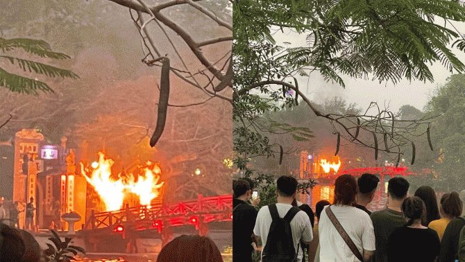 Xảy ra vụ cháy ở bốt thu vé gần cầu Thê Húc ở Hà Nội: ‘Nhiều người sau đó tháo chạy khỏi đây’