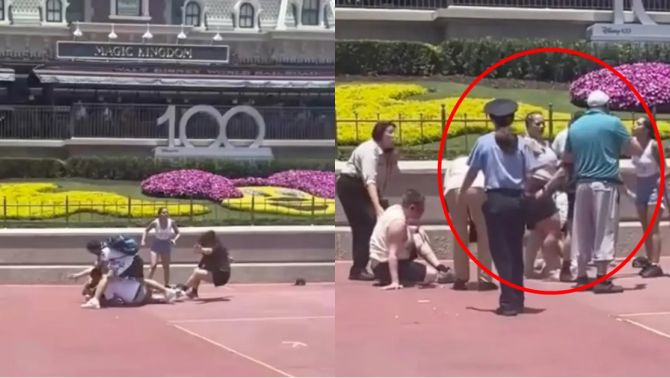 Clip: Hai gia đình lao vào 'choảng nhau' vì tranh chỗ chụp ảnh ở công viên Disney