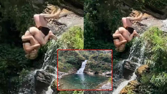 Xác minh hình ảnh 2 du khách quốc tế ôm nhau nhảy lộn từ thác nước cao tại Hà Giang