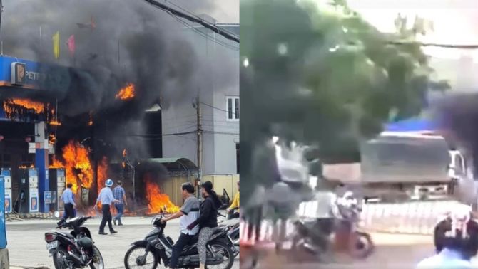 Bình Định: Một cây xăng cháy to do khách thiếu ý thức, vứt đầu thuốc lá trong khi đổ xăng