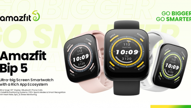 HUAMI RA MẮT AMAZFIT BIP 5 MÀN HÌNH SIÊU LỚN 1.91”, CÓ THỂ NGHE GỌI VỚI GIÁ CHƯA ĐẾN 2 TRIỆU ĐỒNG