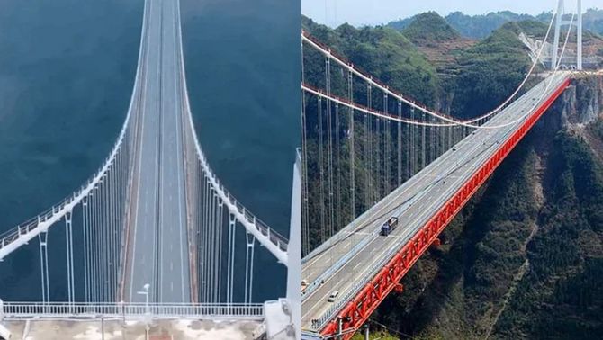 Cây cầu có nhịp dài thứ 5 thế giới ở Trung Quốc, ai đi qua cũng ‘thót tim’ trước độ cao chót vót