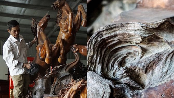 Bộ Bát Mã làm từ gốc gỗ hương quý hiếm độc nhất vô nhị ở Việt Nam, đại gia trả 7 tỷ chưa bán