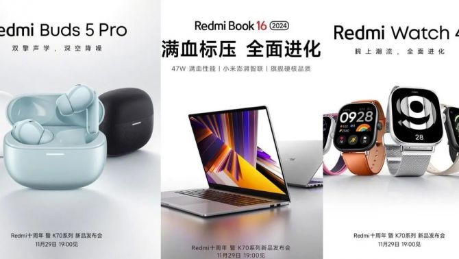 Loạt thiết bị Xiaomi sắp ra mắt: Redmi Book 16 (2024), Redmi Watch 4 và Buds 5 Pro lộ diện