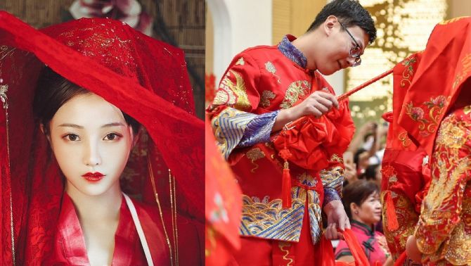 Nguồn gốc chiếc khăn đội đầu màu đỏ của tân nương thời phong kiến Trung Quốc 