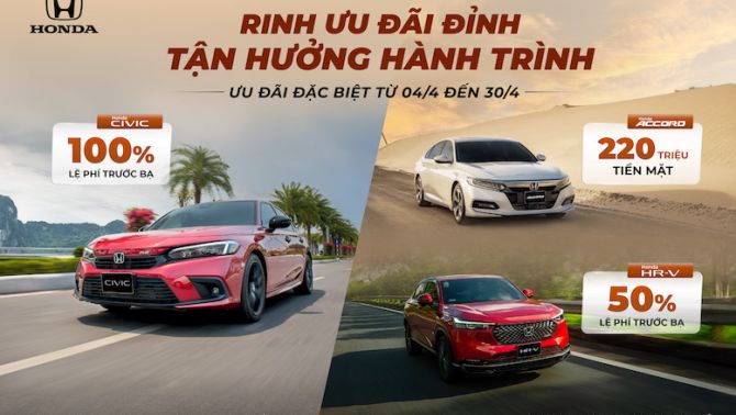 Chương trình khuyến mại của các dòng xe ô tô Honda trong tháng 4 năm 2024