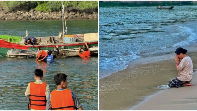 CĐM nghẹn ngào trước hình ảnh người mẹ quỳ trước biển, chờ đợi phép màu đến với con trai 6 tuổi mất tích