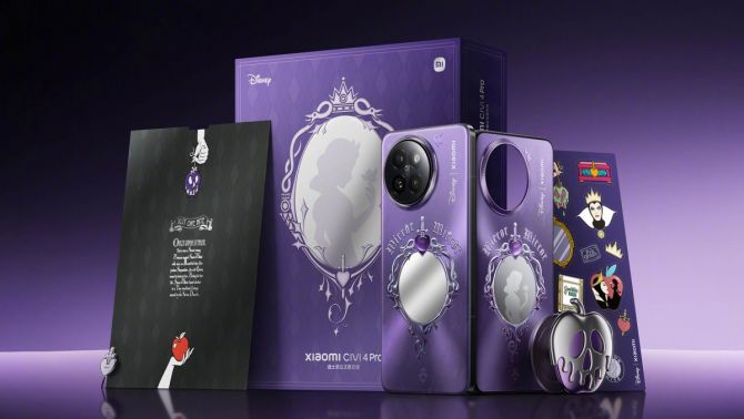 Xiaomi Civi 4 Pro phiên bản Disney Princess sẽ ra mắt vào ngày mai: Màu tím mộng mơ, lấy cảm hứng từ Bạch Tuyết