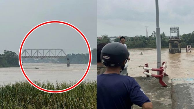 Nóng: Sập cầu Phong Châu tỉnh Phú Thọ, nhiều khả năng người và phương tiện gặp nạn