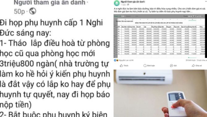 Vụ trường thu 3,8 triệu chỉ để di dời 2 chiếc điều hoà: Phụ huynh kêu ‘oai oái’ vì giá quá ‘chặt chém’