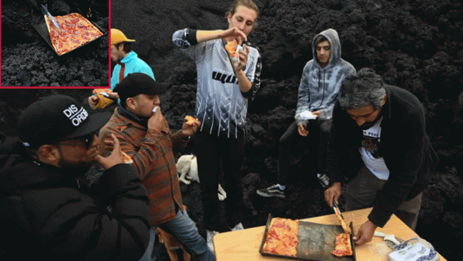 Món bánh pizza được nướng bằng dung nham ngay miệng núi lửa thu hút loạt du khách có gì đặc biệt?