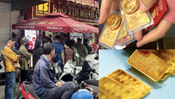 Giá vàng vừa giảm nhiệt, người dân vội vã dậy từ 2 giờ sáng chỉ để 'săn' vàng ngày Thần Tài