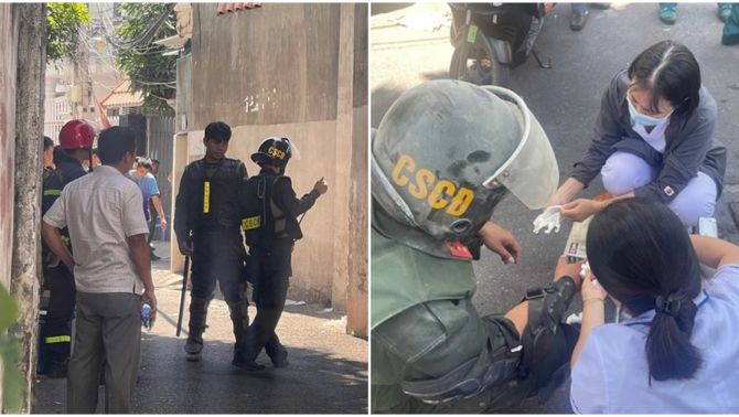 Hơn 2 giờ đồng hồ vây bắt đối tượng đốt xe, đâm chiến sĩ công an, cố thủ trong nhà ở Vũng Tàu