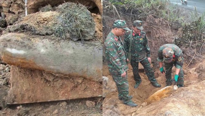 Phát hiện quả bom nặng 340kg gần nhà dân, còn nguyên kíp nổ sót lại từ thời chiến tranh