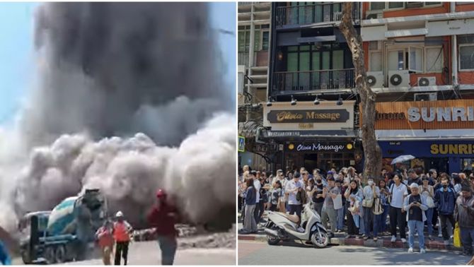 Kinh hoàng khoảnh khắc tòa nhà cao tầng ở Thái Lan đổ sập bởi trận động đất ở Myanmar ảnh hưởng đến cả Việt Nam