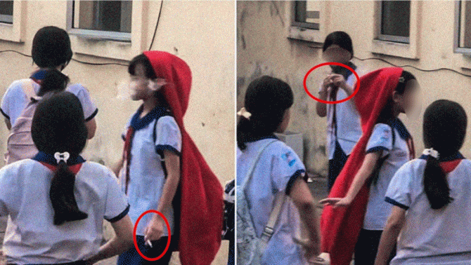 Thông tin mới nhất về clip nhóm 6 em học sinh nữ tiểu học hút thuốc ngay trong sân trường