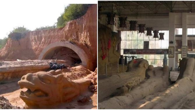 Phát hiện ‘con rồng’ dài 369m, dân làng đổ xô đến xem, hiện trường ngay sau đó được phong tỏa