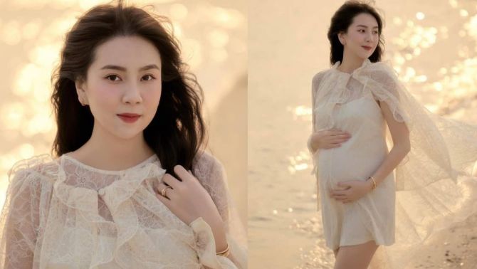'MC đẹp nhất VTV' khoe bộ ảnh bầu ở tuổi 35, sắc vóc xinh đẹp hơn thời con gái