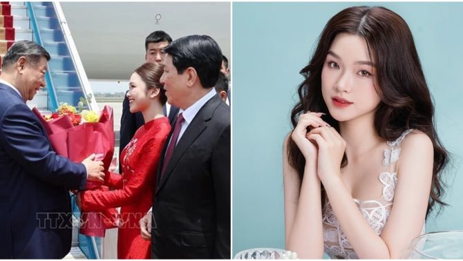 CĐM xôn xao 'profile con nhà người ta' của cô gái vinh dự được tặng hoa đón Tổng Bí thư,Chủ tịch Trung Quốc Tập Cận Bình