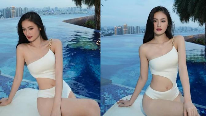 Hoa hậu Ý Nhi hiếm hoi diện bikini, khoe body 'đốt mắt' và nhan sắc thăng hạng