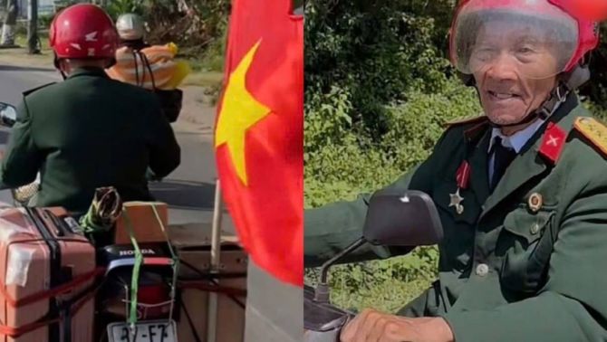 Cựu binh 76 tuổi 'trốn vợ con', vượt 1.500km bằng xe máy vào xem diễu hành đã gần đến TP.HCM