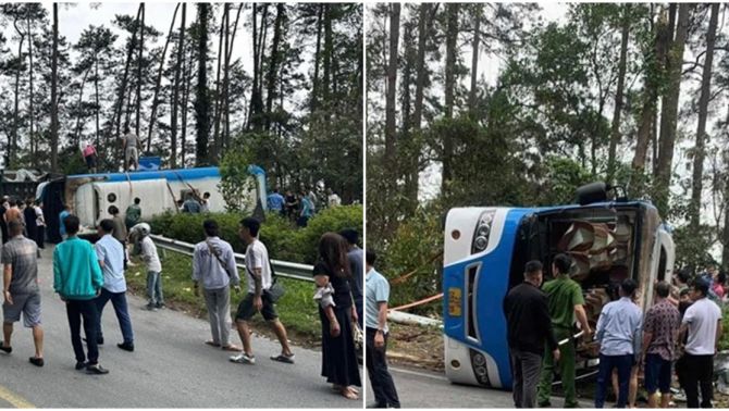 Xót xa lật xe khách ở Tam Đảo, 1 người tử vong, nhiều người bị thương và cấp cứu trong hoảng loạn