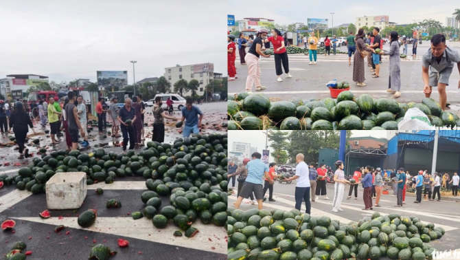 Cả nước xúc động vì cảnh tượng chưa từng có: Người dân TP Vinh xếp hàng chuyền dưa hấu, gom tiền giúp bác tài bị tai nạn