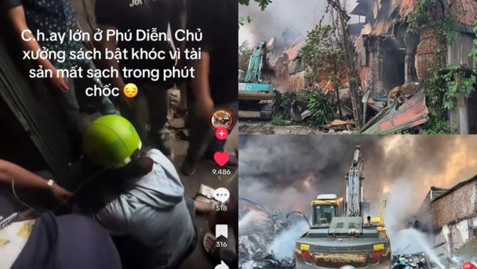 Vụ cháy kho xưởng sách ở Tây Mỗ, Hà Nội: Chủ nhà khóc nấc vì cả gia tài bị thiêu rụi trong nháy mắt 