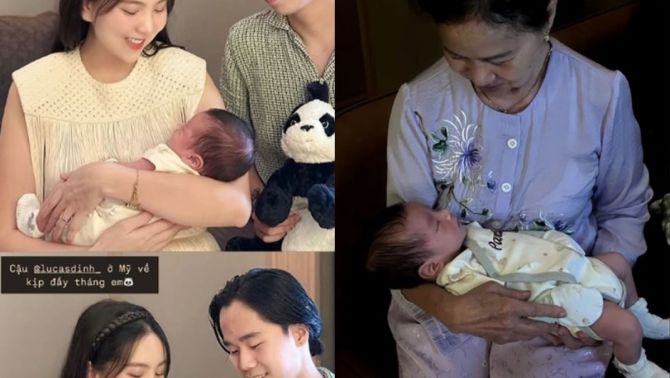 MC Mai Ngọc tung ảnh lễ đầy tháng con trai đầu lòng, vô tình để lộ tình trạng hiện tại với mẹ chồng