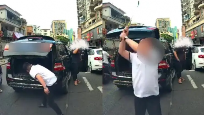 Tài xế xe Mercedes chặn đường và lao vào đập vỡ kính chắn gió người đi đường bằng gậy đánh golf