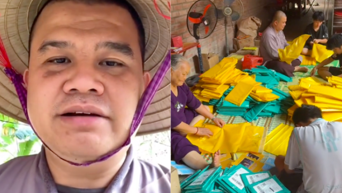 Tranh luận việc sư thầy 'hot nhất MXH' livestream bán hàng, phải xin ngừng nhận đơn vì gói hàng không kịp