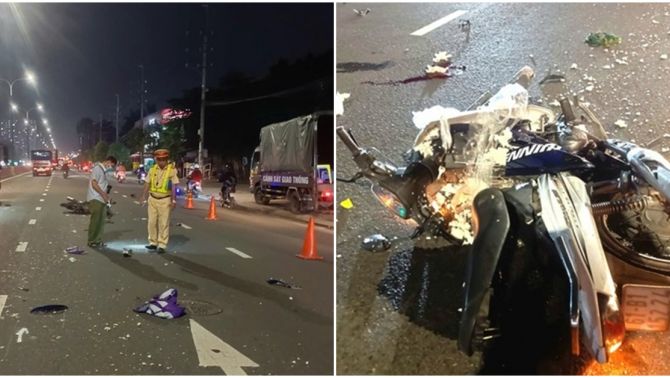 Hiện trường kinh hoàng vụ thanh niên phóng xe máy bạt mạng vào làn ô tô khiến 1 người tử vong, 1 người nguy kịch