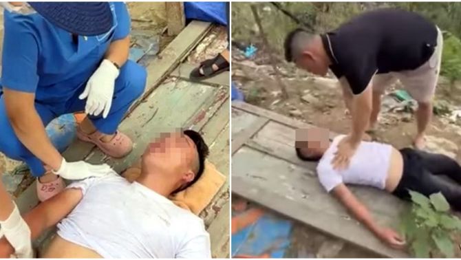 Gần 2 phút thót tim giải cứu thanh niên trói tay nhảy cầu Thanh Trì