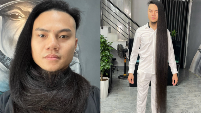 Lý do chàng trai 9x nuôi tóc dài tận 1m7, chị em phải trầm trồ vì quá đẹp và suôn mượt