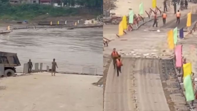 Nước lũ dâng cao, đơn vị vận hành phải cắt khẩn cấp cầu phao Phong Châu (Phú Thọ)