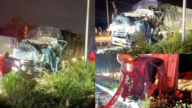 Hiện trường ớn lạnh vụ 2 xe tải đấu đầu ở Bình Dương, tài xế kẹt cứng trong cabin, không qua khỏi