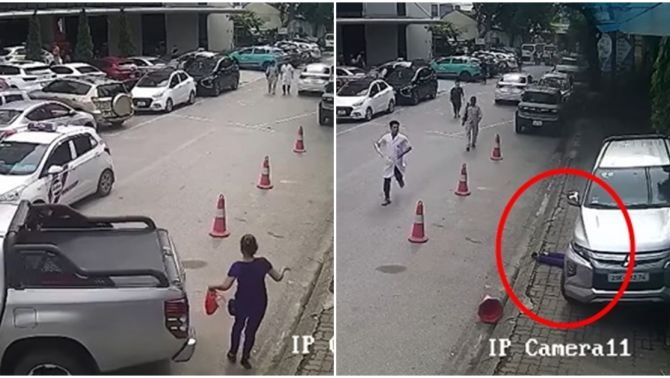 Rùng mình clip ô tô bán tải lùi xe khiến 1 phụ nữ bị cán ngang người, gục tại chỗ ở Bệnh viện Đa khoa Hà Đông