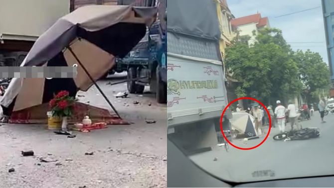 Clip ghi lại hiện trường ám ảnh vụ xe tải khiến gia đình 3 người thương vong thương tâm ở Hải Dương
