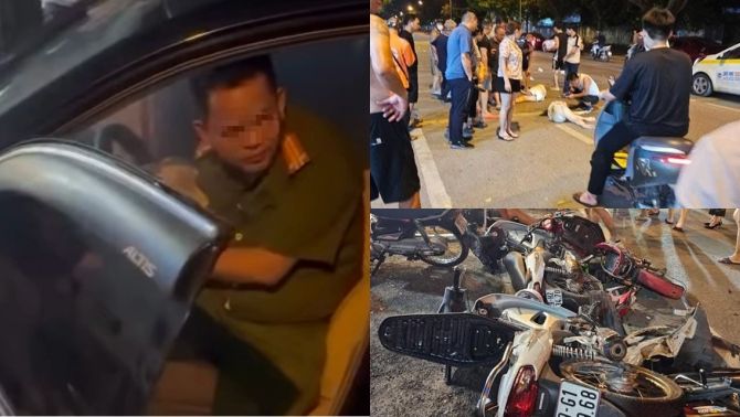 Camera ghi lại cảnh tượng kinh hoàng vụ tài xế là công an gây tai nạn liên hoàn ở Bắc Ninh