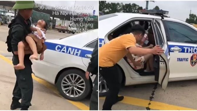 Clip: Bé gái 7 tuổi lên cơn co giật trên cao tốc Hà Nội – Hải phòng, được đưa đến bệnh viện bằng xe đặc chủng