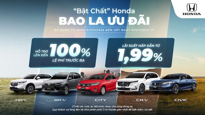 Honda tung khuyến mại và chương trình đổi xe chính hãng cho nhiều dòng ô tô trong tháng 7