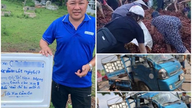 Hà Nội: Chủ xe bất lực khóc nghẹn nhìn người dân thi nhau 'cướp' hết 4 tấn vải dù đã nói là của mình