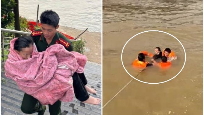 Nghẹt thở giây phút cứu vớt nữ sinh viên năm 3 đại học nhảy cầu Vĩnh Tuy, Hà Nội 