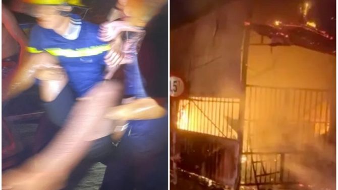 Nghẹt thở khoảnh khắc cứu cháu bé 10 tuổi trong vụ cháy tiệm sửa xe bị khóa trái cửa ở Miền Tây