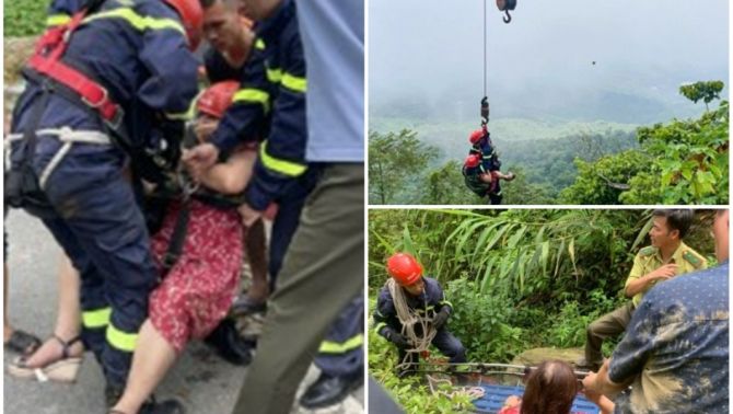 Thót tim quá trình cứu sống 2 ông bà lớn tuổi đi tham quan Vườn Quốc gia Ba Vì bị lao xuống vực
