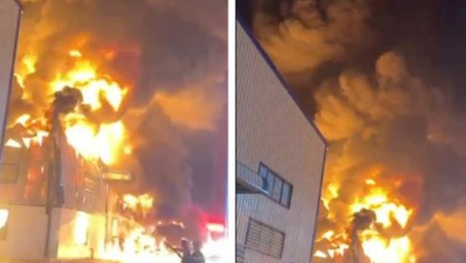 Kinh hoàng hiện trường lửa bùng lên dữ dội thiêu rụi kho chứa 500m2 trong cụm công nghiệp ở Hải Phòng