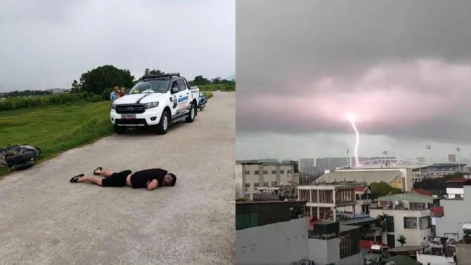 Bắc Ninh: Thanh niên đi xe máy trên đê bị sét đánh tử vong, hiện trường thương tâm