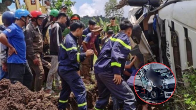 Đắk Lắk: Phụ xe bị mắc kẹt trong ca bin sau tai nạn, người dân nỗ lực giải cứu sau 20 phút 